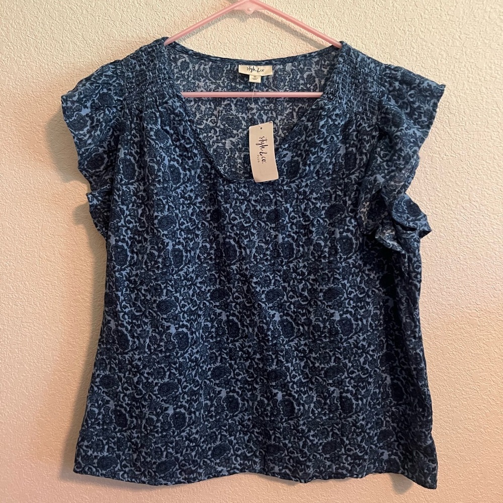 NWT Style & Co Blue Paisley Top 2X